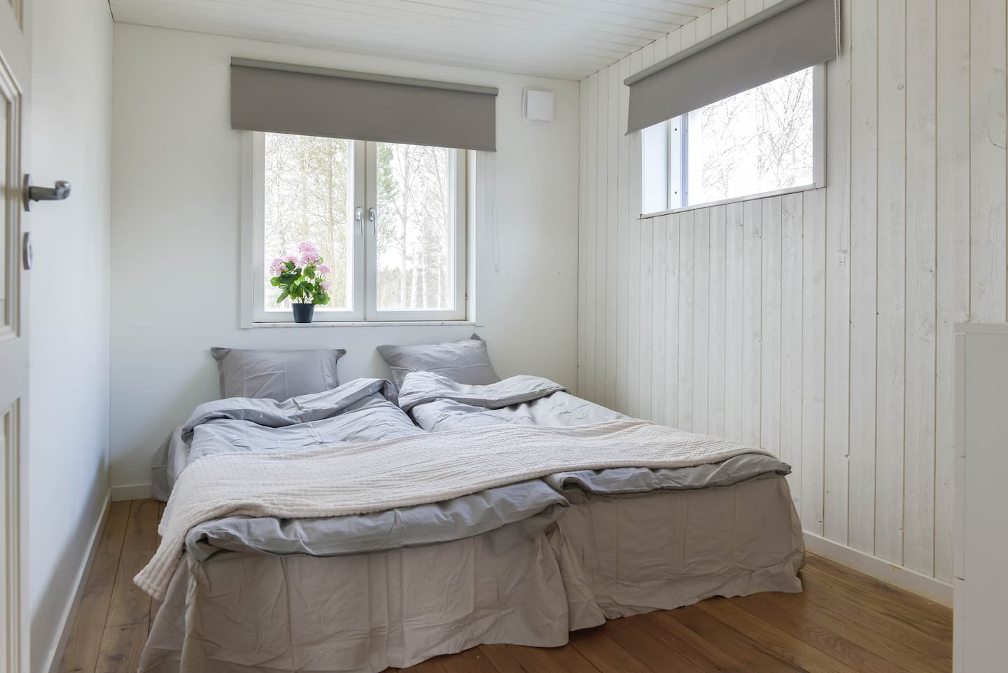 Bedroom with blackout blinds for slow mornings